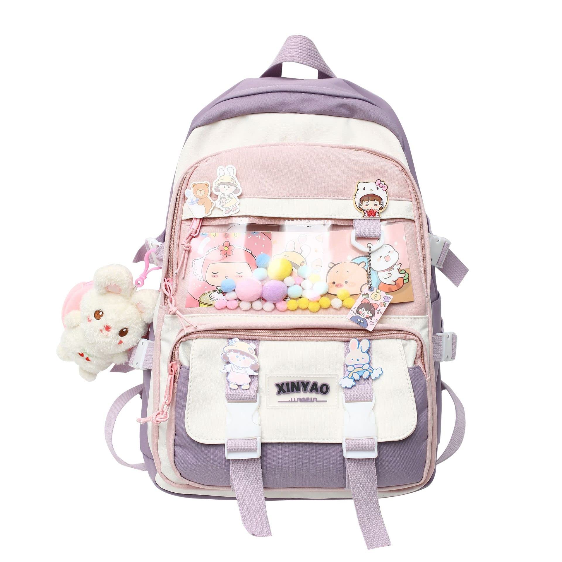 ZIBUYU® Adorable Backpack with Cute Cards and Badges, Perfect for Teenagers ZIBUYU® Adorable Backpack with Cute Cards and Badges, Perfect for Teenagers